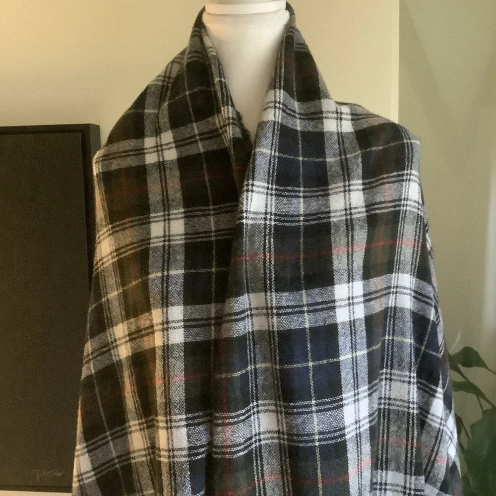 J. Crew Wool Blend Plaid Scarf/Wrap Made in Italy